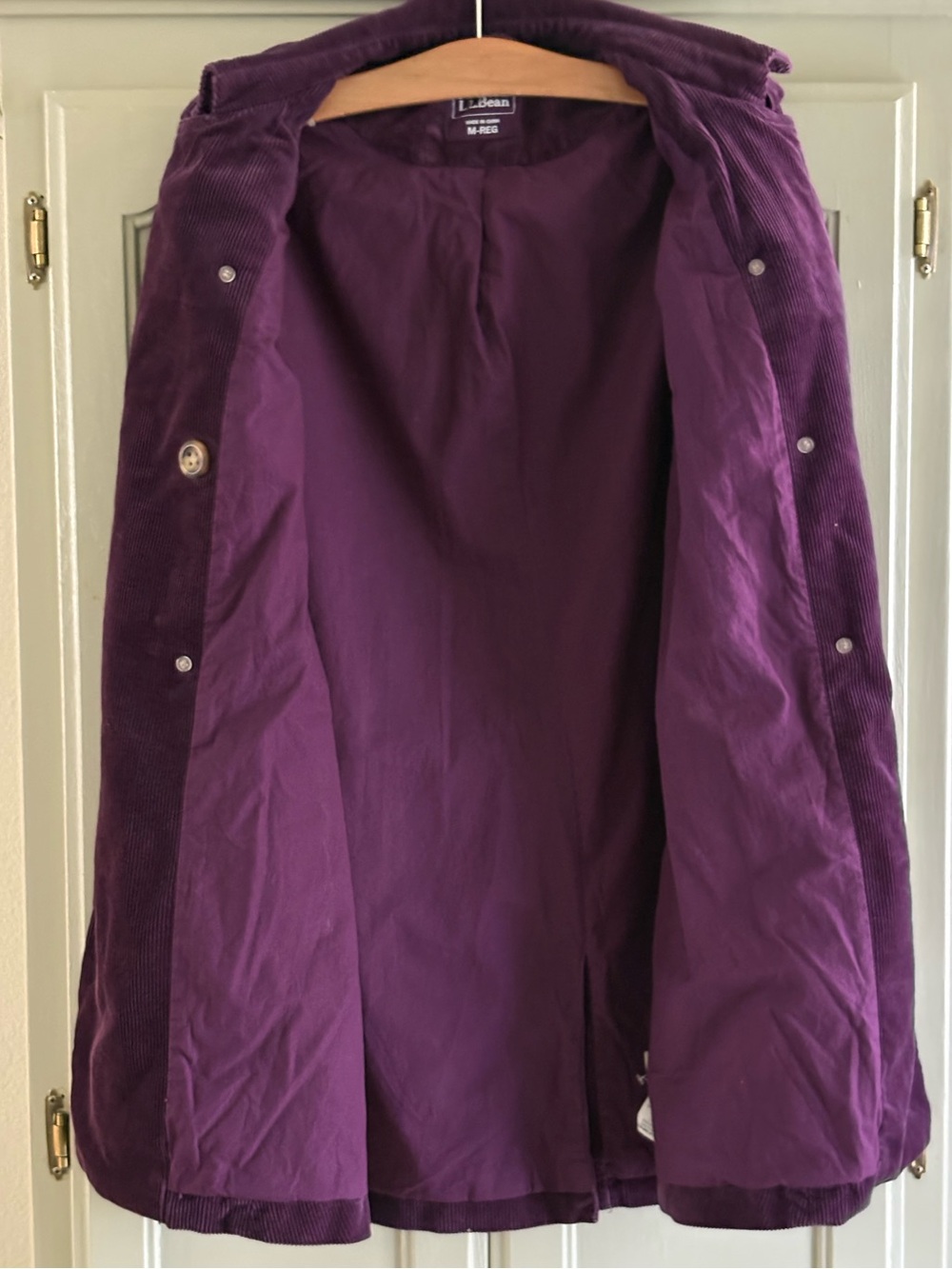 Vintage L.L. Bean Purple Corduroy Trench Coat Jacket with Lining #OKWF7 | Size M - Picture 4 of 7